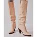 Free People Shoes | Free People Stevie Western Heel Cream Light Tan Leather Boot Size 38.5 | Color: Cream | Size: 38.5