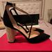 Kate Spade Shoes | Kate Spade Sparkle Rhinestone Block Heel Strappy Shoe Pointed Toe Suede | Color: Black | Size: 8.5