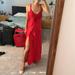 Victoria's Secret Dresses | Gold Label Victoria Secret Red Satin Maxi Slip | Color: Red | Size: Xs