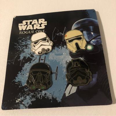 Disney Other | Disneyland Hong Kong Star Wars Rogue One Helmet 4 Pin Booster Set | Color: Black/White | Size: Os