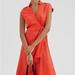 Anthropologie Dresses | Anthropologie Maeve Open Back Wrap Midi Dress Xs Red Orange Nwt | Color: Orange/Red | Size: Xs