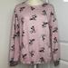 Disney Tops | Disney Mickey/Minnie Long Sleeve Front Cinch Women's Top Pink Large Euc | Color: Pink | Size: L