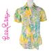 Lilly Pulitzer Tops | Lilly Pulitzer Jonni Lilly's Pink Lilet Floral Short Sleeve Blouse Shirt Size 6 | Color: Green/Yellow | Size: 6