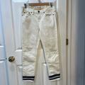 J. Crew Jeans | J. Crew Stretch 5 Pocket White Cropped Denim Jeans With Blue Stripe Size 29 | Color: Blue/White | Size: 29
