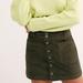 Free People Skirts | Free People Mini Skirt Women's 27 Olive Green Joanie Corduroy Button Up Academia | Color: Green | Size: 27