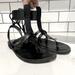 Free People Shoes | Free People Vaction Day Black Leather Sandals Size 37.5 New | Color: Black | Size: 37.5eu