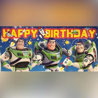 Disney Other | Buzz Lightyear Happy Birthday Banner And 24 Cupcake Toppers | Color: Green/Purple | Size: Osb