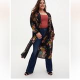 Torrid Tops | Chiffon Tie Waist Kimono | Color: Black/Pink | Size: 1x