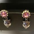 Gucci Jewelry | Gucci Pink Crystal Tiger (Cat) Head Earrings Silvertone Nib Giftable! | Color: Pink/Silver | Size: Os