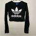 Adidas Tops | Adidas Logo Size Xs Long Sleeve Form Fitting Cropped Tee Shirt | Color: Black/White | Size: Xs