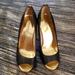 Michael Kors Shoes | Black Michael Kors Heels Size 7 | Color: Black/Gold | Size: 7