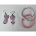 Pink Victoria's Secret Jewelry | Beaded Jewelry Set Pink And Purple Earrings + Bracelets | Color: Purple | Size: Os