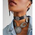 Free People Jewelry | Free People Vincent Choker Necklace Combo Southwest Concho Festival Boho | Color: Red/Silver | Size: Os