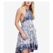 Free People Dresses | Free People Large Blue Beach Day Halter Mini Dress Nwt | Color: Blue/White | Size: L