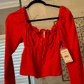 Free People Tops | Free People Corset Long Sleeve Top | Color: Red | Size: S