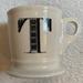 Anthropologie Kitchen | Anthropologie Cream Stoneware Coffee Mug With Initial “T” Euc | Color: Black/Cream | Size: Os