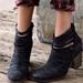 Free People Shoes | Free People Black Anthropologie Hybrid Strappy Heel Ankle Bootie Women Size 9 | Color: Black/Brown | Size: 9