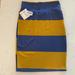 Lularoe Skirts | Lularoe Medium Gold And Blue Thick Stripe Pencil Skirt Nwt | Color: Blue/Gold | Size: M