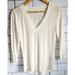 Anthropologie Tops | Anthropologie Deep V Neck Ribbed Top Three Quarter Sleeves Color Cream | Color: Cream | Size: S