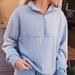 Brandy Melville Tops | Brandy Melville Missy 1/4 Zip Pullover Sweatshirt Light Blue-One Size | Color: Blue | Size: One Size