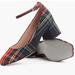 J. Crew Shoes | J.Crew Celine Block Heel Stewart Plaid Shoes Size 7.5 Nwob | Color: Blue/Red | Size: 7.5