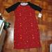 Lularoe Dresses | Lularoe Julia Womens Polyester Floral Red Roses W/Black Sleeves Dress Large Nwt | Color: Black/Red | Size: L