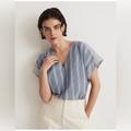 Madewell Tops | Madewell Crinkle Cotton Boxy Top In Mixed Striped | Color: Blue/White | Size: Various