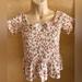 American Eagle Outfitters Tops | American Eagle Size Medium Floral Smocked Top | Color: Cream/Yellow | Size: M