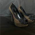 Jessica Simpson Shoes | New Jessica Simpson Army Brown/ Vintage Nubuck Black Stud Peep Toe Heels Sz 7 | Color: Brown/Green | Size: 7