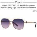 Coach Accessories | Coach C6177 Hc7127 90058h Sunglasses Women's Shiny Light Gold/Blue Gradient 56mm | Color: Blue/Gold/Tan | Size: Os