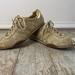 Coach Shoes | Coach Katelyn Gold Leather And Suede Logo Spell Out Sneakers Women’s Size 9.5 | Color: Gold/Tan | Size: 9.5