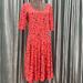 Lularoe Dresses | Coral Pink Nicole Lularoe Dress Dandelion A Line Make A Wish Stretchy Soft 2xl | Color: Orange/Pink | Size: 2x