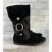 Coach Shoes | Coach Meyer Signature Logo Black Suede Buckle Detail Flat Winter Snow Boots 7 | Color: Black/Silver | Size: 7