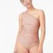 J. Crew Swim | J Crew One Piece Ruched Eco Beach Paisley Swimsuit Pink Size 8 | Color: Pink | Size: 8