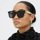 Gucci Accessories | Gucci Gg1000sk 003 Sunglasses Black White Gray Rectangle Women | Color: Black/White | Size: Os