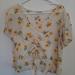 American Eagle Outfitters Tops | American Eagle Outfitters Floral V-Neck Crop Top | Color: Cream/Yellow | Size: S