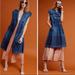 Anthropologie Dresses | Anthropologie Eva Franco Blue Buffalo Plaid Linen Trench Dress Size Medium | Color: Blue | Size: M