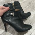 Coach Shoes | Coach Sondra Semi Matte Black Silver Calf Ankle Zip Bootie Size 6 B | Color: Black | Size: 6