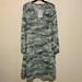 Lularoe Dresses | Lularoe Women Green Camouflage Long Sleeve V Neck Dress Size Large Nwt | Color: Cream/Green | Size: L