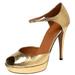 Gucci Shoes | Gucci Gold Leather Ankle Strap Peep Toe Platform Sandals Size 38 | Color: Gold | Size: 38