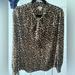 J. Crew Tops | J.Crew Long-Sleeve Button-Up Animal Print Blouse | Color: Black/Brown | Size: M