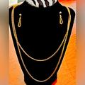 J. Crew Jewelry | Extra Long (45”) Gold Chain W/Matching Loop Chain Earrings Safety Clasp Nwot +++ | Color: Gold | Size: Os