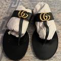 Gucci Shoes | Gucci Black Leather Double G Thong Sandals Size 41 | Color: Black | Size: 41