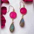 Anthropologie Jewelry | Hot Pink Chalcedony And Labradorite Earrings | Color: Blue/Pink | Size: Os