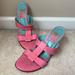 Lilly Pulitzer Shoes | Lilly Pulitzer Pink Wedges Faux Leather Sandals Size 8.5 | Color: Pink | Size: 8.5 M