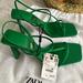 Zara Shoes | Brand New Green Strappy Zara Heels Size 41 Comes With Dust Bag Brand New | Color: Green | Size: 10