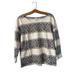 J. Crew Tops | J Crew Jacquard Striped Knit Tunic Top Womens S 3/4 Sleeve Pullover Cream Black | Color: Black/Cream | Size: S