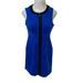 Jessica Simpson Dresses | Jessica Simpson Royal Blue & Black Zip Front Ruched Waist Dress 2 | Color: Black/Blue | Size: 2