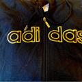 Adidas Jackets & Coats | Adidas Zip Front Fleece Hoodie Mens Size Large Heavy Weight Great Condition!! | Color: Black/Gold | Size: L