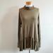 Free People Tops | Free People Olive Green Ruffle Hem Mock Neck Long Sleeve Leightweight Blouse Xs | Color: Green | Size: Xs